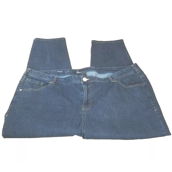 Lane Bryant Jeans Woman Plus 24WP Skinny Genius Fit Dark Blue Stretch Denim EUC - Picture 3 of 10